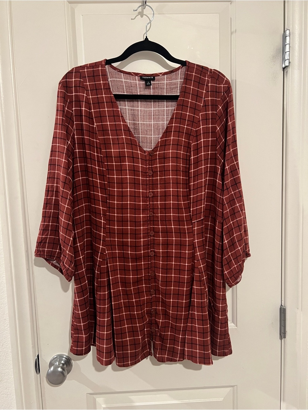 Torrid Rust Plaid Button-Front Tunic Size 2X